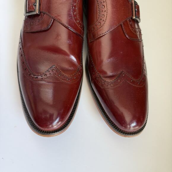 Stacy Adams Stratford Cognac Leather Monkstrap Dress Shoe 10M - Picture 3 of 6